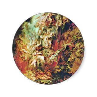 Hell Fall Of The Damned By Rubens Peter Paul Round Stickers