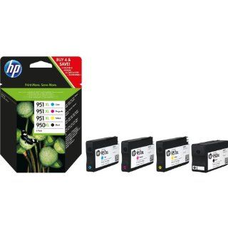 HP 950XL/951XL 4er Pack Original Tintenpatronen mit hoher Reichweite Schwarz/Cyan/Magenta/Gelb Bürobedarf & Schreibwaren