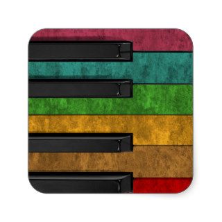 Cool colourful antique grunge effect piano square stickers