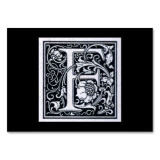 Decorative Letter "F" Woodcut Woodblock Inital Business Cards