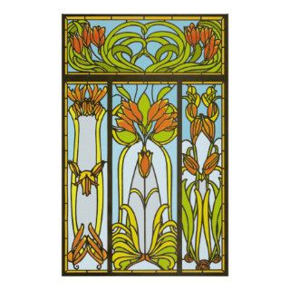Art Deco Stained Glass Floral Print