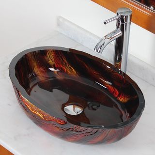 ELITE 184E Modern Tempered Hot Melt Glass Vessel Sink Elite Bathroom Sinks
