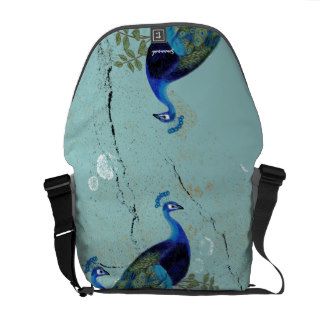 Vintage Peacock Swirl Fine Art Messenger Bag