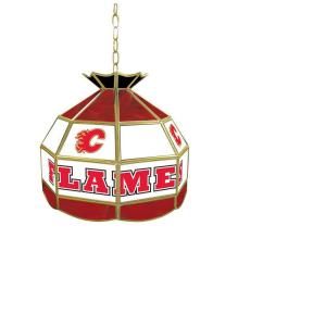 Trademark Global NHL Calgary Flames 16 in. Hanging Tiffany Style Billiard Lamp NHL1600 CF