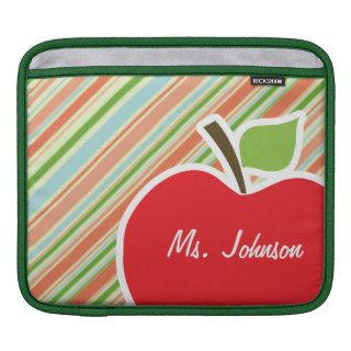 Peach & Forest Green Striped; Apple iPad Sleeves