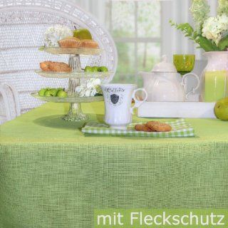 Sander Tischdecke LINEA Fb11 apfelgrün Leinenoptik mit FLECKSCHUTZAUSRÜSTUNG Größe wählbar (170 rund) Küche & Haushalt