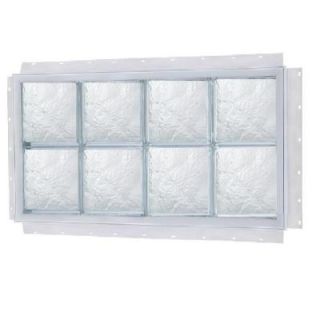TAFCO WINDOWS NailUp 40 in. x 8 in. x 3 3/4 in. Ice Pattern Solid Glass Block New Construction Window with Vinyl Frame S4008DIA