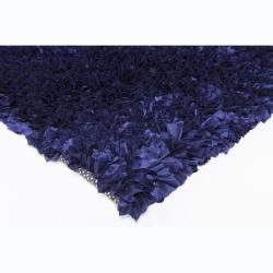 Hand woven Safir Blue Shag Rug (3'6 x 5'6) 3x5   4x6 Rugs