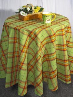 Edle Baumwolle 100 %   Landhaus Tischdecke in klassischer Farb Kombination grün/rot kariert 170 cm rund Küche   Serie  Tischläufer im gleichen Design auch erhältlich Küche & Haushalt