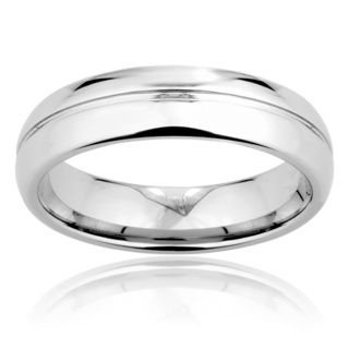 Men's Tungsten Carbide Rounded Edge Grooved Center Ring (6 mm) Men's Rings