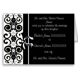 Black and White Floral Wedding Invitations Cards