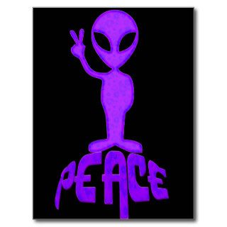 Purple Peace Alien Post Cards