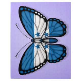Honduras Butterfly Flag on Purple Jigsaw Puzzles