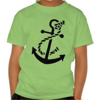 Black Ship's Anchor Nautical Marine Themed Tee Shirts
