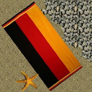 Strandlaken  Strandtuch  Saunalaken  Saunatuch XXL 100 cm x 180 cm Motiv Deutschland Fahne  reine Ägyptische Baumwolle  beidseitig bedruckt Küche & Haushalt