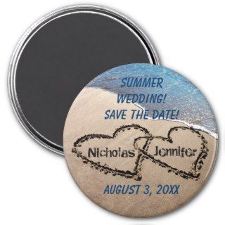 Two Hearts In The Sand Save The Date Magnet