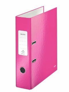 Leitz 10050023 Ordner Standard WOW 180°, mit Schlitzen, A4, breit, pink metallic Bürobedarf & Schreibwaren