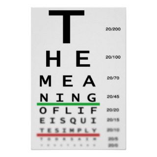 Meaning Of Life Eye Chart Posters