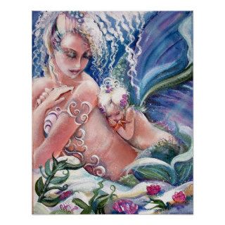 Mermaid Mother & Child Print