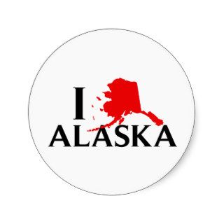 I Love Alaska   I Love AK State Round Sticker