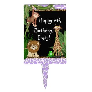 Girls Jungle Safari Birthday Cake Toppers