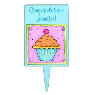 Pink Cupcake Cake Pick Topper Personalized