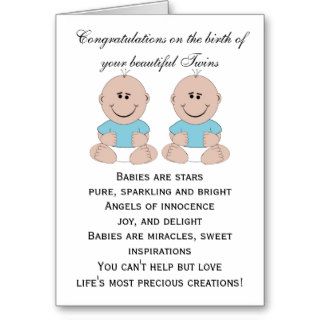 New Born Baby Twins Greeting Card