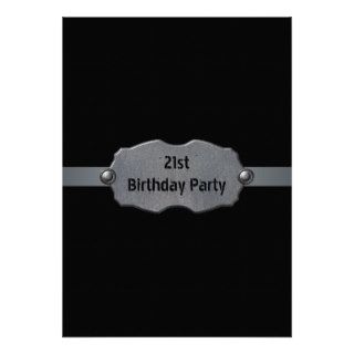 Black Metal Mans 21st Birthday Party Invitations