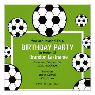 Birthday Party   Soccer Field & Soccer Balls Custom Announcement