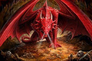 Stokes, Anne   dragons lair   Fantasy Poster Roter Drache Wut Sauer   Grösse 91,5x61 cm Küche & Haushalt