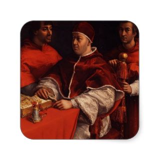 Raphael Portraits of Leo X Rossi and Giulio Medici Square Stickers