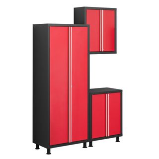 NewAge Products Bold Series Red 3 Piece Cabinetry Set with Base Newage Products Work Cabinets & Benches
