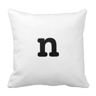 Black and white Anagram Pillow Lowercase Letter n