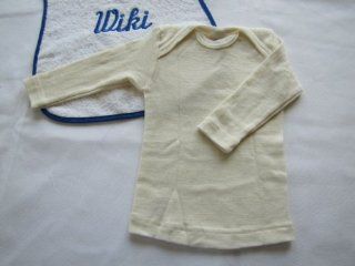 Cosilana Baby Schlupfhemd langarm Wolle/Seide mit Feinwaschmittel von Wiki Naturwaren, 50/56, (01) natur Bekleidung