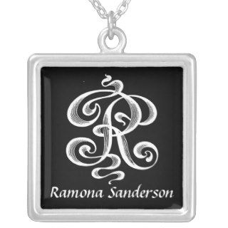Swirls Letter R Monogram Initial Personalized Jewelry