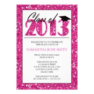 Pink Glitz 2013 Graduation Party Invitation