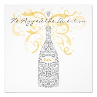 He Popped the Question Champagne Invitation