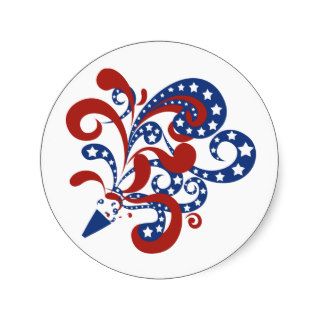 Patriotic Red and Blue Streamers with Stars Sticke Sticker