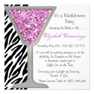 bachelorette party invite funky chic cute zebra
