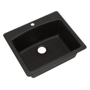FrankeUSA Dual Mount Composite Granite 25x22x9 1 Hole Single Bowl Kitchen Sink in Onyx ESOX25229 1