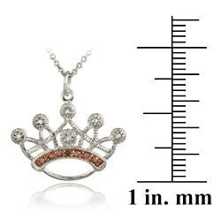 DB Designs Rose Gold over Sterling Silver Champagne Diamond Accent Crown Necklace DB Designs Diamond Necklaces