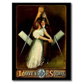 antique Love on The Square Masonic Valentine Cards Postcards