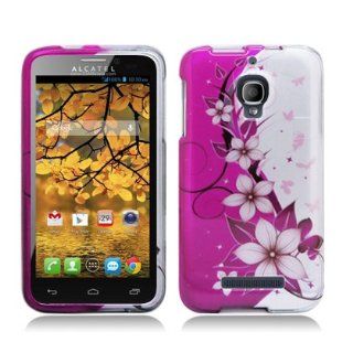 Plastic Hot Pink Flowers And Butterfly Hard Cover Snap On Case For Alcatel One Touch Fierce W/ Free Screen Protector (StopAndAccessorize) Cell Phones & Accessories