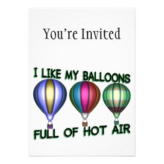 I Love Hot Air Balloons Invitations