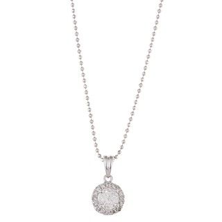 14k White Gold 1/2ct TDW Diamond Halo Necklace (I J, I1 I2) Diamond Necklaces