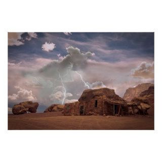 Fine Art Southwest Desert Lightning Landscape Poster