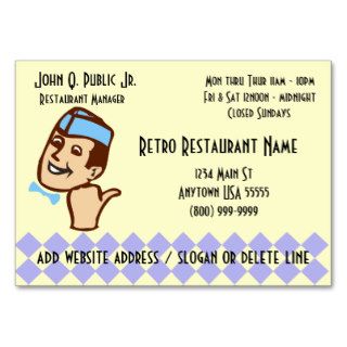 Retro Male Server Restaurant Business Cards