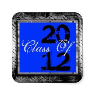 Blue & Metal Look Any Year Graduation Stickers