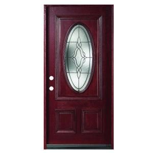 Solid Mahogany Type Prefinished Antique Patina Beveled Glass 3/4 Oval Entry Door SH 554 PH RH