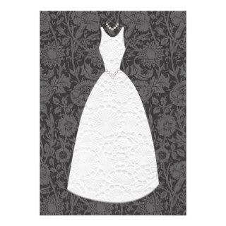 Bridal Shower Grey Floral Vintage Wedding Dress Personalized Announcement